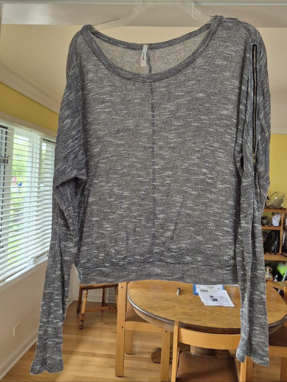 Y2K Grunge Lightweight Gray Knit Women's Long-Sleeve Top Zipper Detail